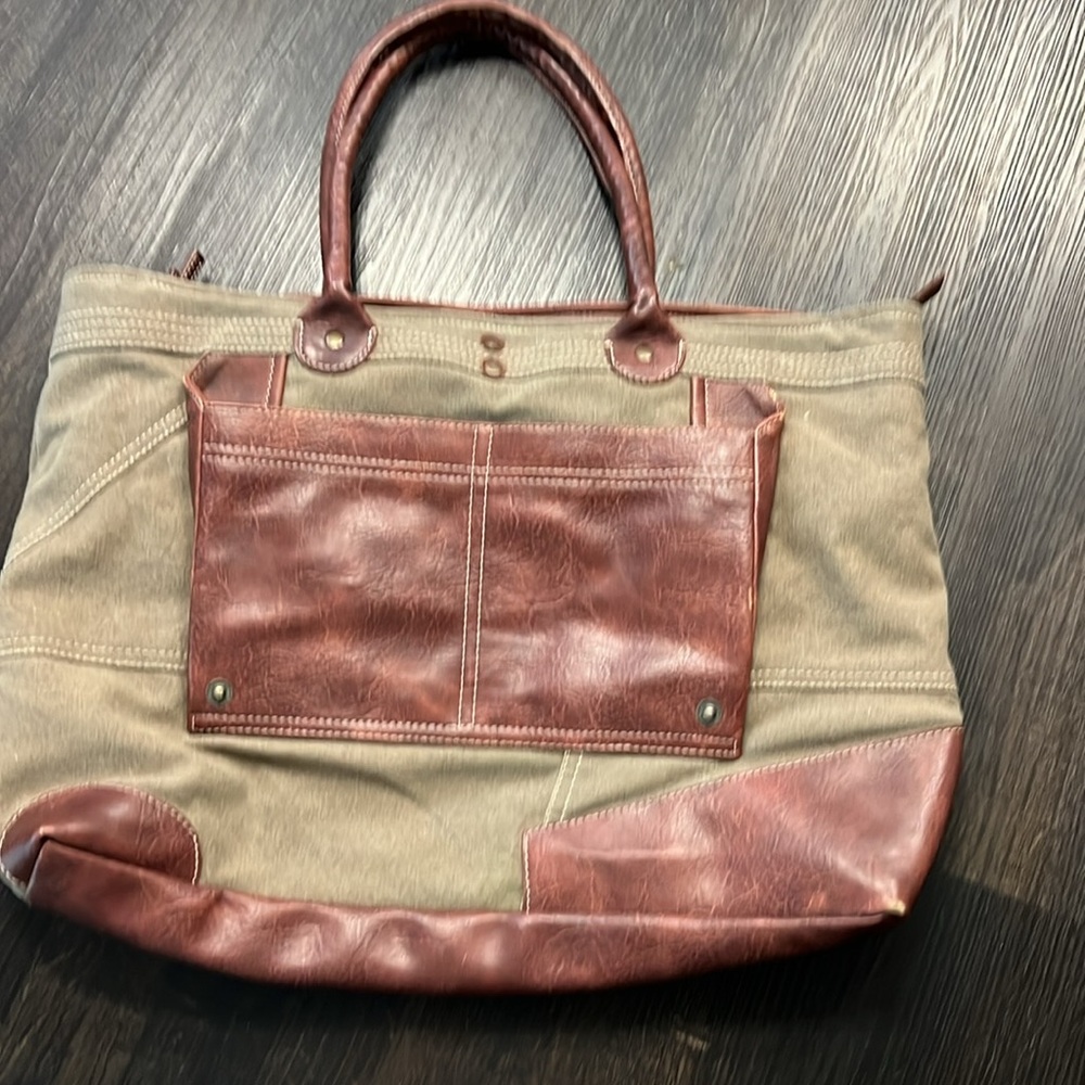 Mona B Canvas/vegan leather XXL  tote bag